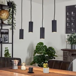 Luminaires Scandinaves-hofstein Suspension Javel Noir, 4 lumières