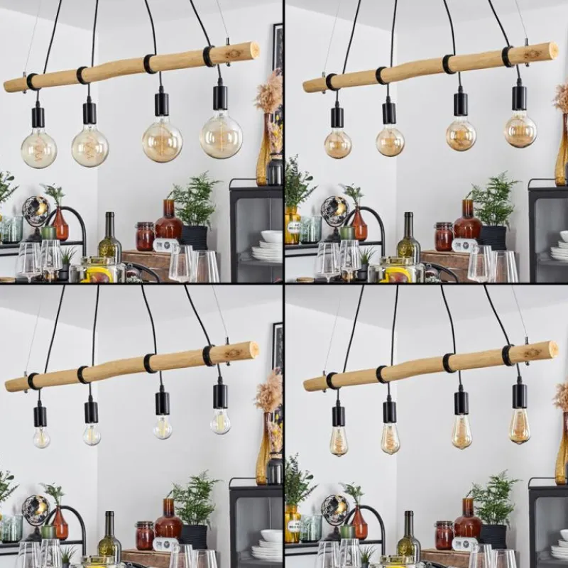Luminaires Scandinaves-hofstein Suspension Lantic Écru, Noir, 4 lumières