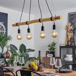 Luminaires Scandinaves-hofstein Suspension Lantic Écru, Noir, 4 lumières