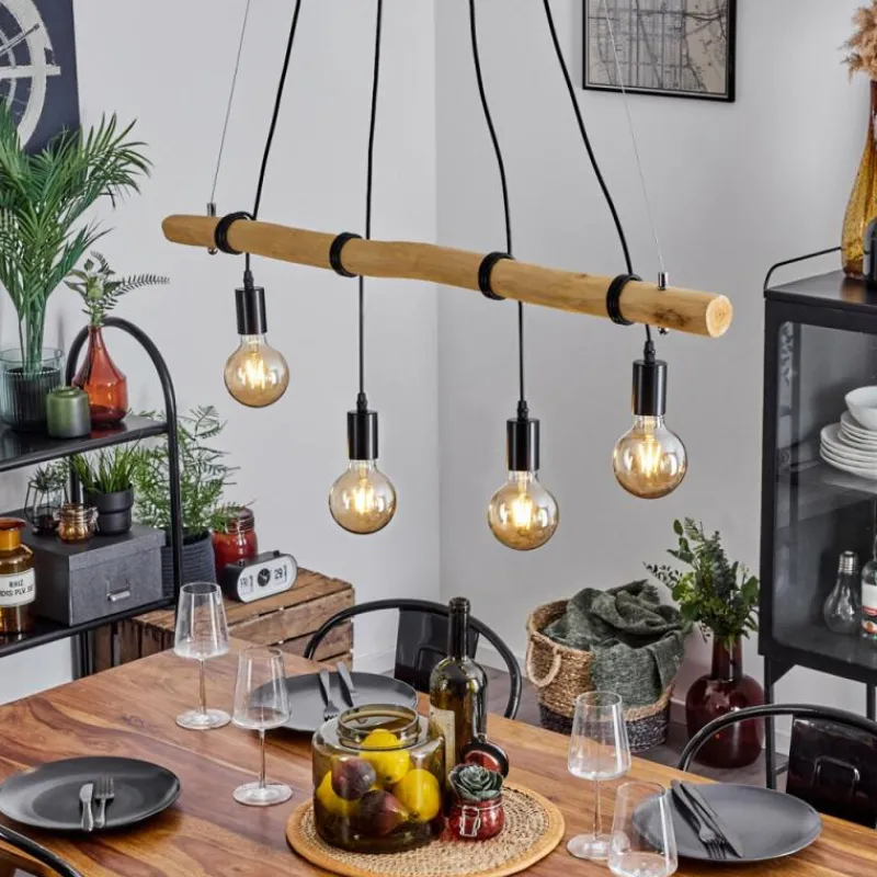 Luminaires Scandinaves-hofstein Suspension Lantic Écru, Noir, 4 lumières