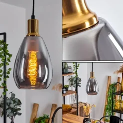 Suspension Verre Fumé-hofstein Suspension Lincura Laiton, Noir, 1 lumière