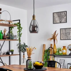 Suspension Verre Fumé-hofstein Suspension Lincura Laiton, Noir, 1 lumière