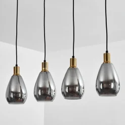 Suspension Verre Fumé-hofstein Suspension Lincura Laiton, Noir, 4 lumières