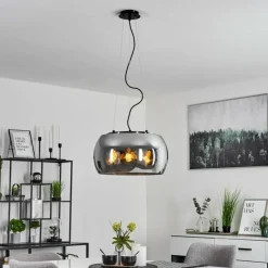 Suspension Verre Fumé-hofstein Suspension Lissy Noir, 3 lumières