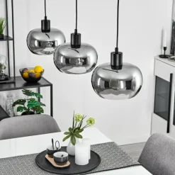 Suspension Verre Fumé-hofstein Suspension Lissy Noir, 3 lumières