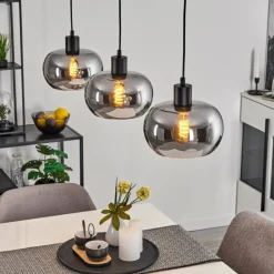 Suspension Verre Fumé-hofstein Suspension Lissy Noir, 3 lumières