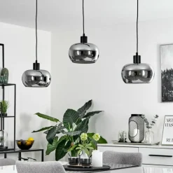 Suspension Verre Fumé-hofstein Suspension Lissy Noir, 3 lumières
