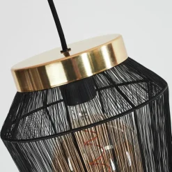 Lampes Dorées-hofstein Suspension Madancos Laiton, Noir, 3 lumières