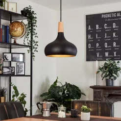 Luminaires Scandinaves-hofstein Suspension Mansle Écru, Noir, 1 lumière