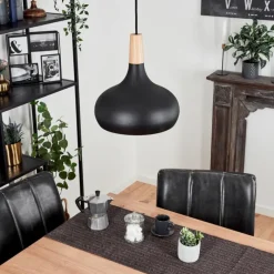 Luminaires Scandinaves-hofstein Suspension Mansle Écru, Noir, 1 lumière