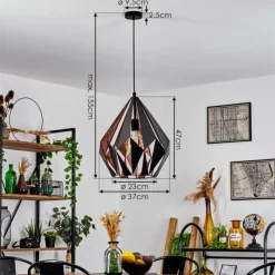 Luminaires Orientaux-hofstein Suspension Marang Noir, 1 lumière