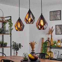 Luminaires Orientaux-hofstein Suspension Marang Noir, 3 lumières