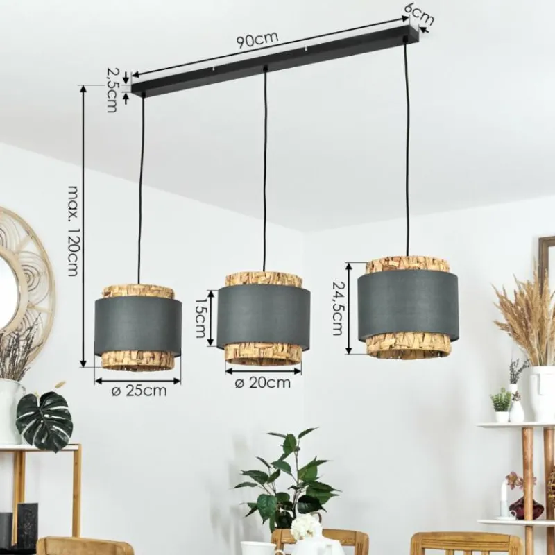 Lampes En Tissu-hofstein Suspension Marieux Noir, 3 lumières