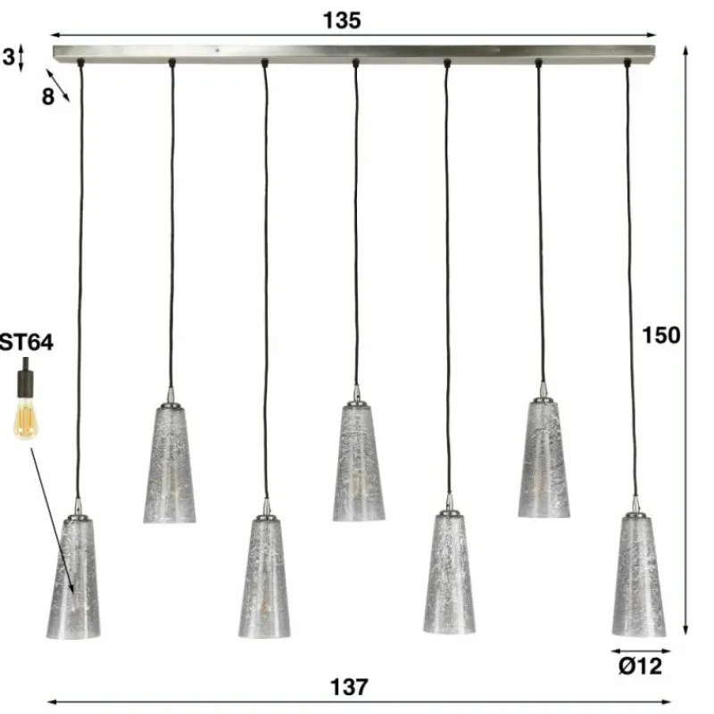 hofstein Suspension Mateus Noir, 7 lumières
