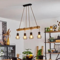 Luminaires Scandinaves-hofstein Suspension Mechaico Écru, Noir, 4 lumières