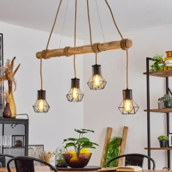 Luminaires Scandinaves-hofstein Suspension Mechaico Écru, Noir, 4 lumières