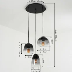 Suspension Verre Fumé-hofstein Suspension Mechaico Noir, 3 lumières