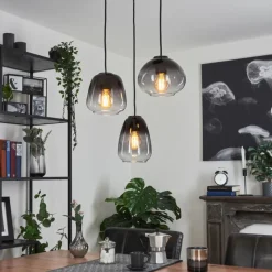 Suspension Verre Fumé-hofstein Suspension Mechaico Noir, 3 lumières