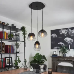Suspension Verre Fumé-hofstein Suspension Mechaico Noir, 3 lumières