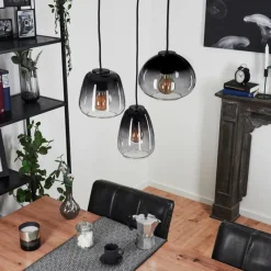 Suspension Verre Fumé-hofstein Suspension Mechaico Noir, 3 lumières