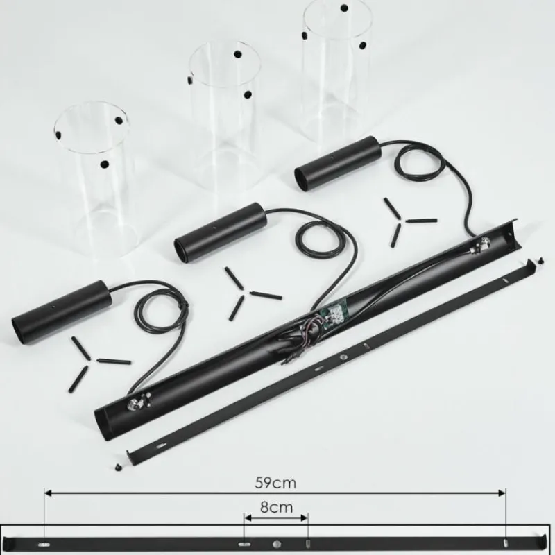 hofstein Suspension Miaqui Noir, 3 lumières