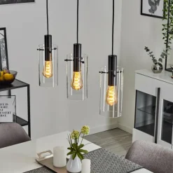 hofstein Suspension Miaqui Noir, 3 lumières