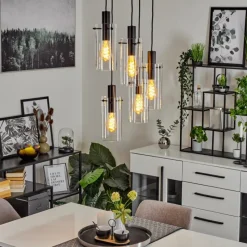 hofstein Suspension Miaqui Noir, 5 lumières