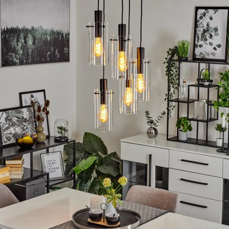 hofstein Suspension Miaqui Noir, 5 lumières