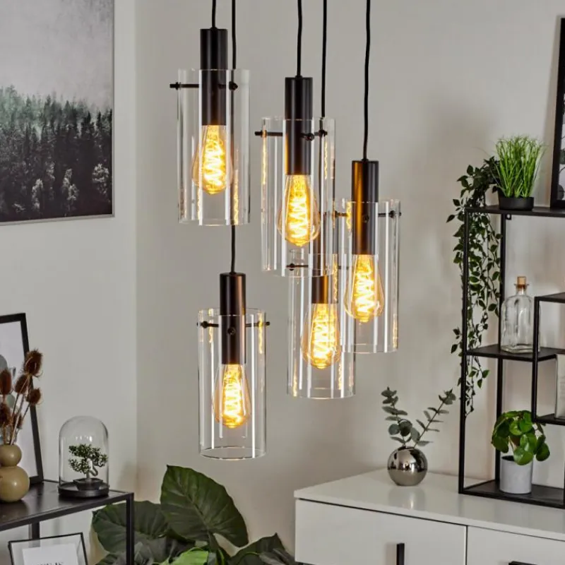 hofstein Suspension Miaqui Noir, 5 lumières