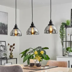 Suspension Verre Fumé-hofstein Suspension Morzine Noir, 3 lumières