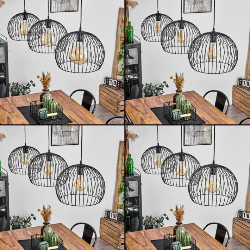 Lampes Industrielles-hofstein Suspension Mossay Noir, 3 lumières