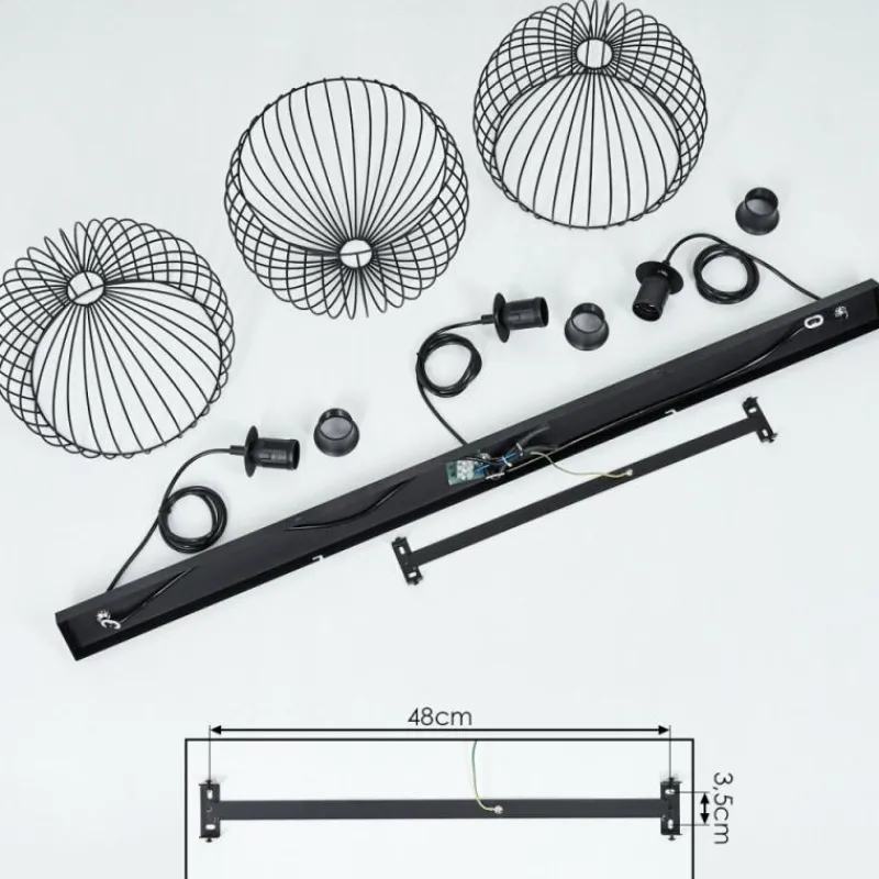 Lampes Industrielles-hofstein Suspension Mossay Noir, 3 lumières