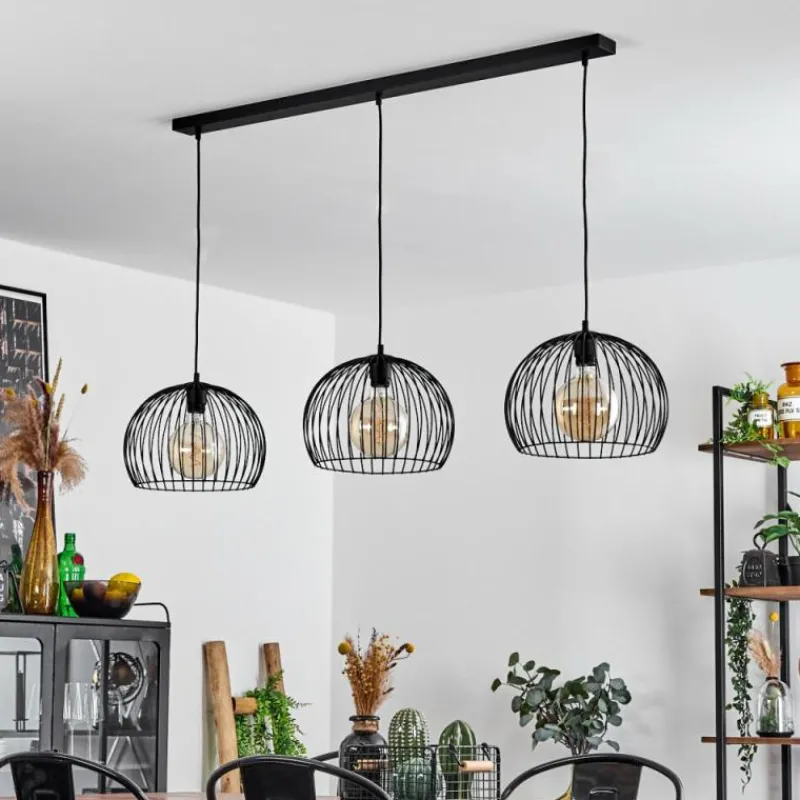 Lampes Industrielles-hofstein Suspension Mossay Noir, 3 lumières