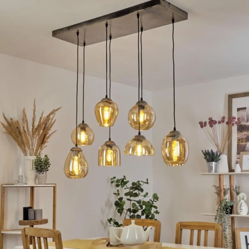 hofstein Suspension Nanami Argent Oxydé, Or, 7 lumières