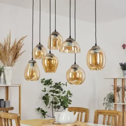 hofstein Suspension Nanami Argent Oxydé, Or, 7 lumières