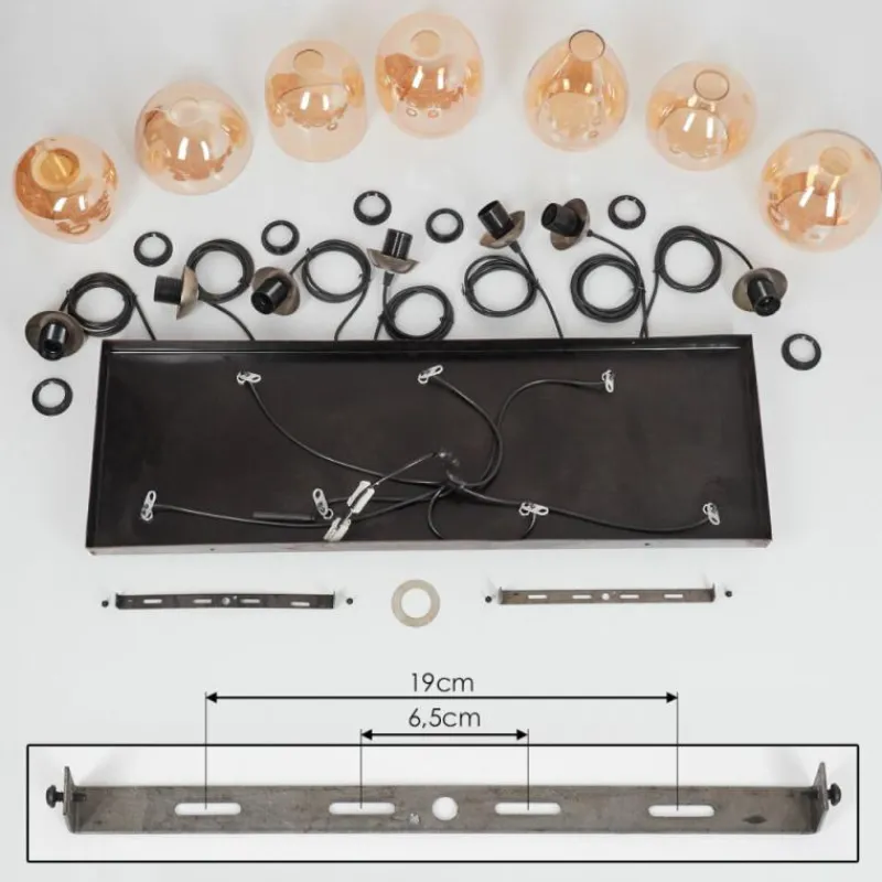 hofstein Suspension Nanami Argent Oxydé, Or, 7 lumières