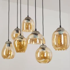 hofstein Suspension Nanami Argent Oxydé, Or, 7 lumières