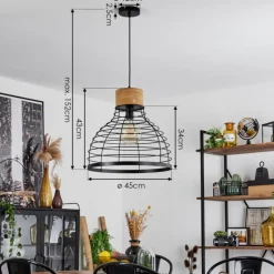 hofstein Suspension Omba Écru, Noir, 1 lumière