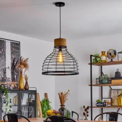 hofstein Suspension Omba Écru, Noir, 1 lumière