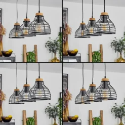 Lampes Vintages & Rétros-hofstein Suspension Omba Noir, 3 lumières