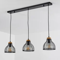 Lampes Vintages & Rétros-hofstein Suspension Omba Noir, 3 lumières