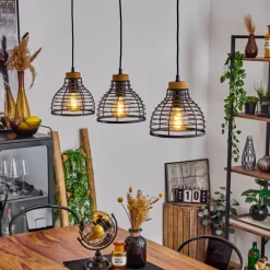 Lampes Vintages & Rétros-hofstein Suspension Omba Noir, 3 lumières