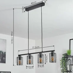 hofstein Suspension Pajonales Noir, 4 lumières