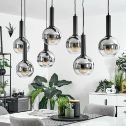 Suspension Verre Fumé-hofstein Suspension Pascal Noir, 7 lumières