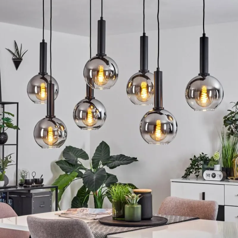 Suspension Verre Fumé-hofstein Suspension Pascal Noir, 7 lumières