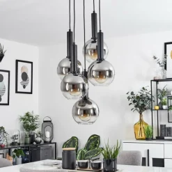 Suspension Verre Fumé-hofstein Suspension Pascal Noir, 5 lumières