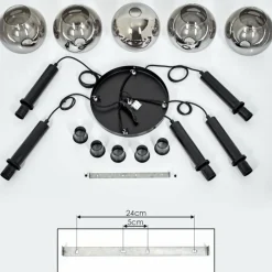 Suspension Verre Fumé-hofstein Suspension Pascal Noir, 5 lumières