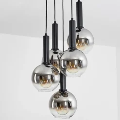 Suspension Verre Fumé-hofstein Suspension Pascal Noir, 5 lumières