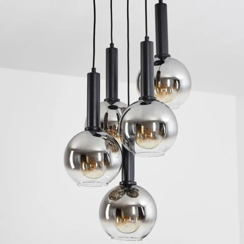 Suspension Verre Fumé-hofstein Suspension Pascal Noir, 5 lumières