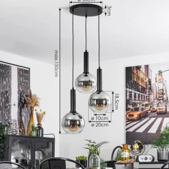 Suspension Verre Fumé-hofstein Suspension Pascal Noir, 3 lumières